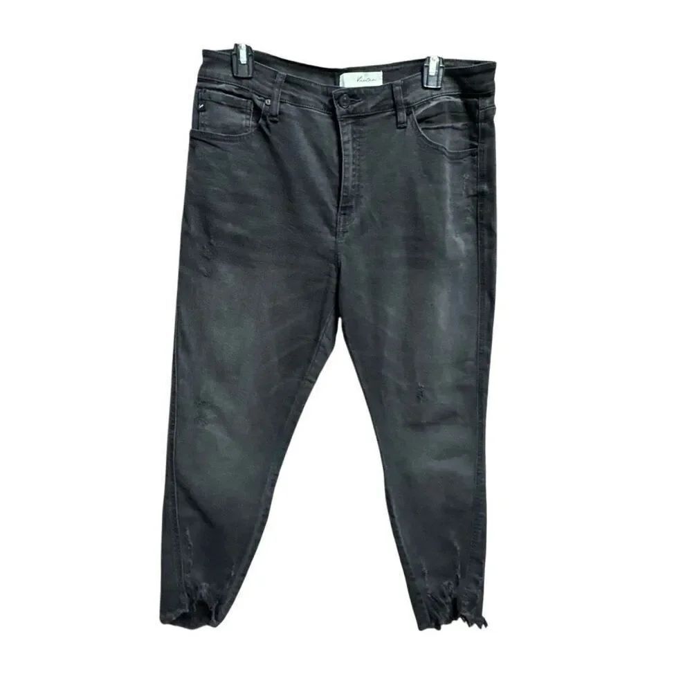 Kancan Women’s Black Skinny Frayed Ankle Jean Size 15/31